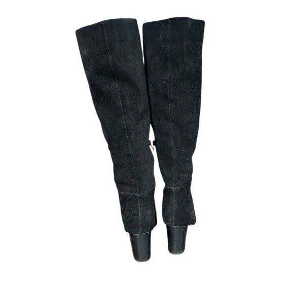 EN THREAD Women's Over Knee High Tall Zip Black Suede Leather Boots US 7 - Picture 2 of 6